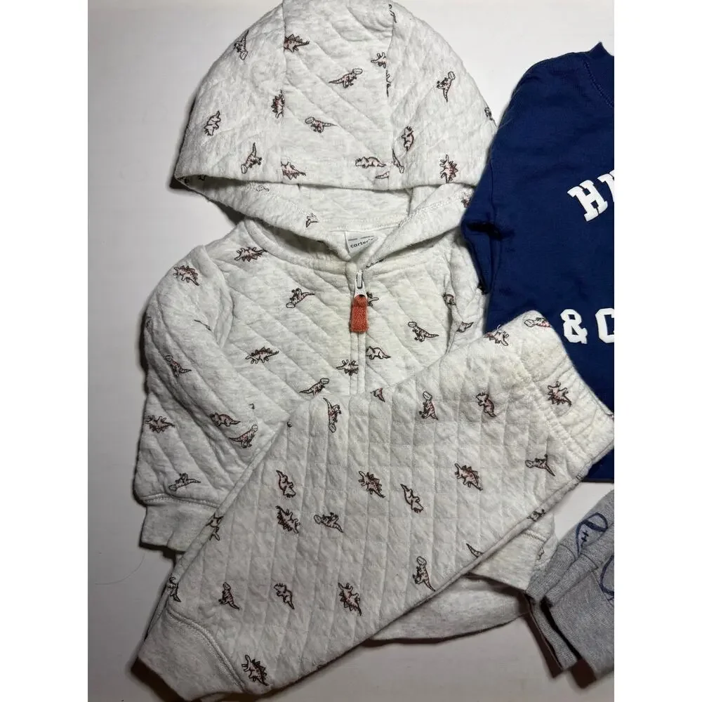 Carter’s Baby Boy 6M Football Dinosaur Outfit Lot Hoodie Pants 4 Pieces